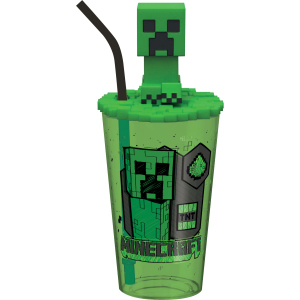 Minecraft - Trinkbecher mit Deckel und Trinkhalm