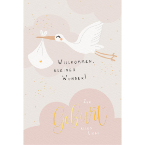 Glückwunschkarte -  Zur Geburt alles Liebe - rosa