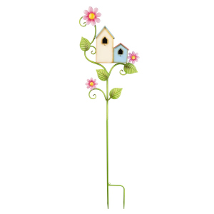 Gartenstecker Vogelhäuschen - ca. 38,5 x 9,5 x 131 cm