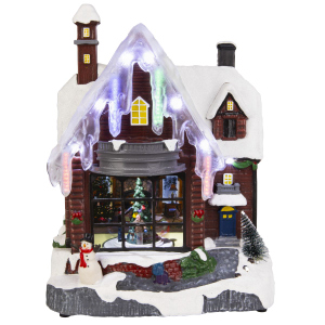 Weihnachtsszene mit LED - Geschäftshaus - ca. 29 cm - 1 Stück