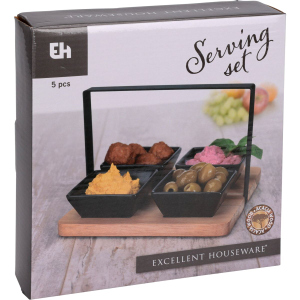 Servierset eckig - Tablett und 4 Schälchen - 5-teilig