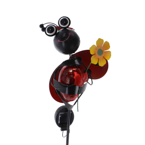 Pflanzenstecker mit LED - Marienkäfer - ca. 20 x 13 x 92 cm