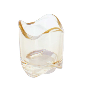 Teelichtglas wellig - creme - Glas - ca. 7x8 cm