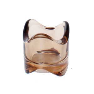 Teelichtglas wellig - braun - Glas - ca. 5,8x6,5 cm