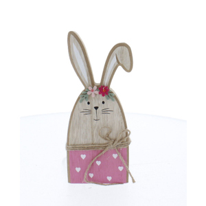 Hase - Holz - braun/pink - ca. 7x2x20 cm