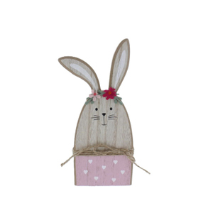 Hase - Holz - braun/rosa - ca. 10x2x24 cm