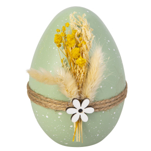 Ei mit Trockenblumen - Holz - 9,5x12,5 cm 