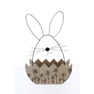 Dekokörbchen Hase - Metall und Holz - ca. 19,5x10x31 cm