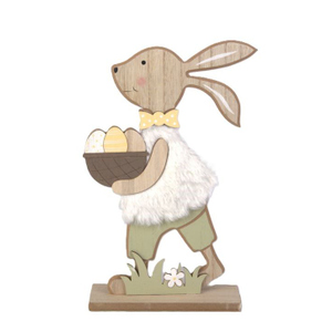 Hasenjunge mit Eierkörbchen - Holz - ca. 16x5x26 cm