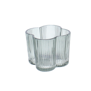 Teelichtglas - schwarz/klar - ca. 10 x 8 cm