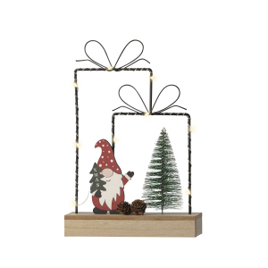 LED-Standdeko - Geschenke mit Wichtel - ca. 5 x 16 x 23,5 cm 