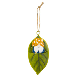 Dekohänger Wichtel in Blatt  - ca. 11 x 4 x 23,3 cm - 1 Stück