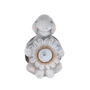 Schildkröte mit solar LED grau - ca. 10,3 x 10 x 15,4 cm