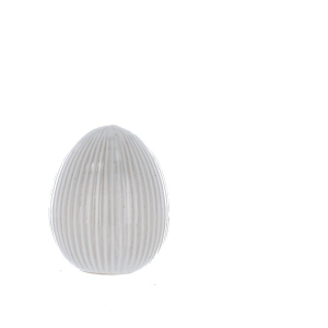 Ei mit Rillen weiß - ca. 8,7 x 10,2 cm