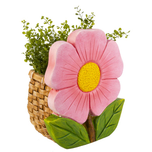 Blume pink/grün/gelb - ca. 25 x 16,5 x 28,7 cm