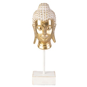 Buddhakopf auf Ständer gold/weiß - ca. 12 x 11 x 35 cm