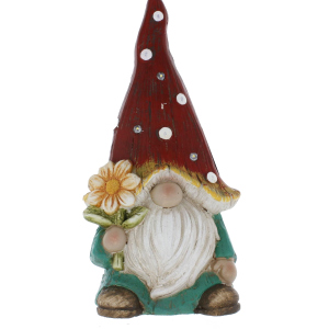 Wichtel mit Solar LED bunt - ca. 18,5 x 12,5 x 38 cm