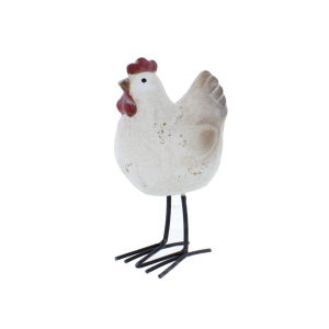 Huhn stehend weiß/rot - ca. 9,5 x 7 x 16 cm