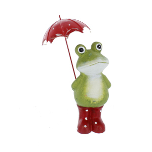Frosch stehend mit LED Schirm grün/rot - ca. 9,7 x 17,5 x 24 cm