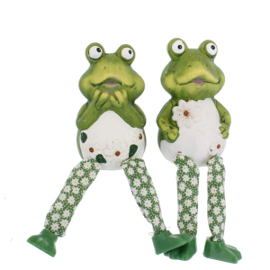 Frosch sitzend grün/weiß - ca. 6 x 6,5 x 8 cm - 1 Stück