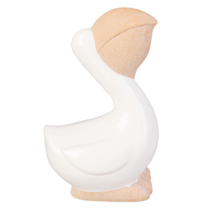 Pelikan - weiß/braun - ca. 9,3 x 6,3 x 16 cm