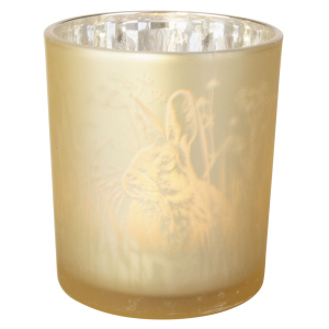 Windlicht Hase gold - ca. 9 x 10 cm