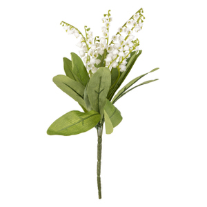 Maiglöckchen-Strauß - aus Kunststoff - ca. 32 cm - weiss/grün 