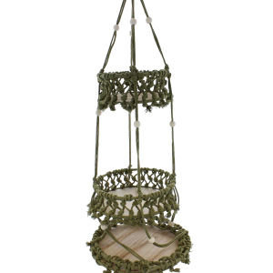 Hängeregal mit 3 Körben - grün/braun - ca. 110 cm