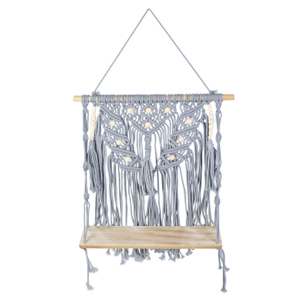 Hängeregal Makramee - grau/braun - ca. 50 x 60 x 83 cm