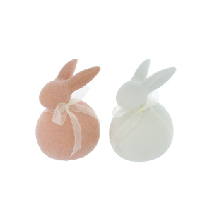 Hase sitzend mit Schleife orange/grün - ca. 8,2 x 7,4 x 11,8 cm - 1 Stück