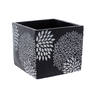 Pflanztopf - quadratisch - schwarz - ca. 13,7 x 13,7 x 12,2 cm