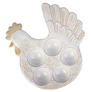 Eierbecher Huhn weiß - ca. 23,6 x 21,6 x 4,3 cm
