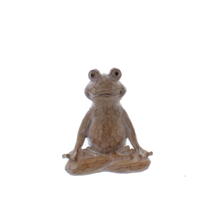 Yogafrosch sitzend braun - ca. 11,5 x 6,5 x 13 cm
