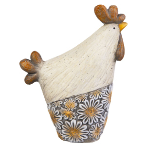 Huhn mit Blumen - ca. 18,2 x 7,5 x 16,3 cm