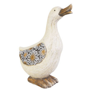 Gans stehend mit Blumen - ca. 26,6 x 12,3 x 36 cm