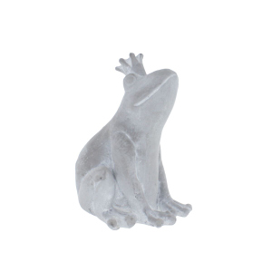 Dekofigur Froschkönig - Zement - grau - ca. 10,5 x 10 x 16 cm