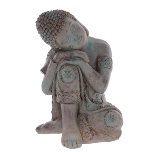 Buddha sitzend - grau - ca. 30 x 29 x 41 cm