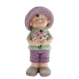 Dekokind - Junge - stehend mit Blumen - ca. 17 x 17 x 40 cm