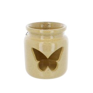 Windlicht mit Schmetterling - gelb - ca. 11,5 x 9,5 x 9,5 cm