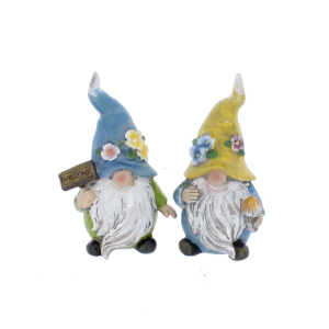 Wichtel stehend mit Blumen - ca. 7,5 x 5 x 11,5 cm - 1 Stück