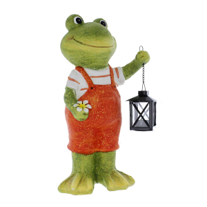 Frosch stehend mit Laterne - ca. 23 x 16 x 41,5 cm