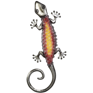 Wanddeko Gecko silber/orange - ca. 31 x 5,5 x 71 cm