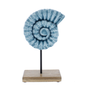 Standdeko - Muschel - blau/braun - ca. 13,5 x 7 x 23 cm