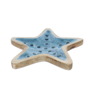 Dekoschale - Seestern - bran/blau - ca. 25 x 3 cm