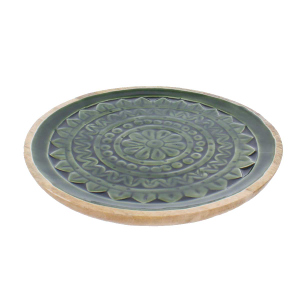 Dekoschale -  rund mit Ornamenten - braun - ca. 25 x 2,5 cm