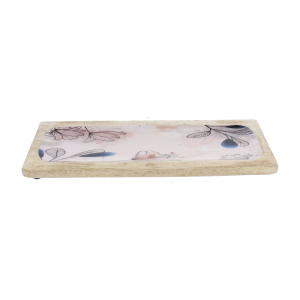 Dekoplatte Blumen braun/rosa - ca. 34 x 13 x 2,5 cm