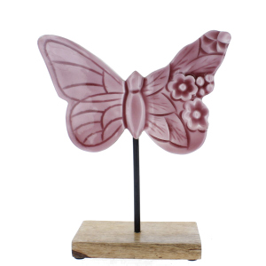 Schmetterling auf Ständer - lila/braun - ca. 22,5 x 19,5 x 6,5 cm