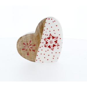 Herz braun/weiß/rot - ca. 9 x 4 x 9 cm