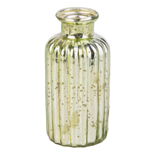 Vase Flasche grün/silber - ca. 5 x 11 cm