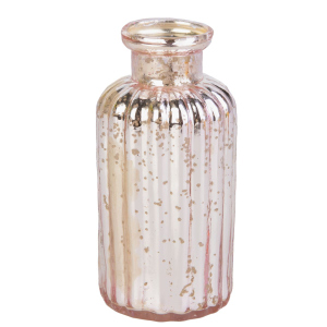 Vase Flasche rose/silber - ca. 5 x 11 cm
